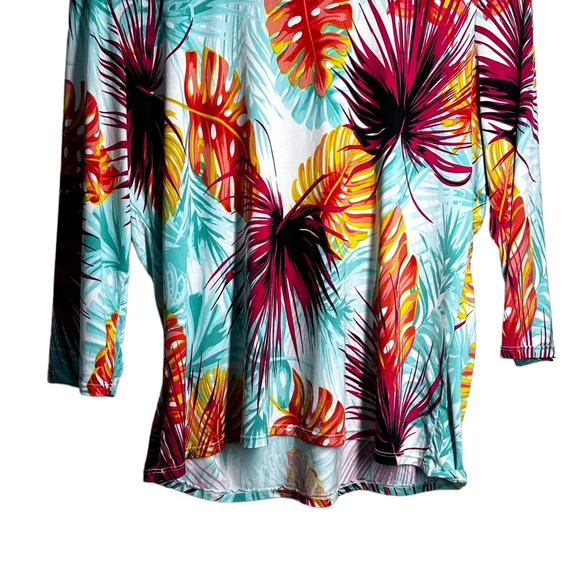 Toni Morgan Women’s Sz XL 3/4 Sleeve Floral Tropical Print Top - Picture 2 of 5